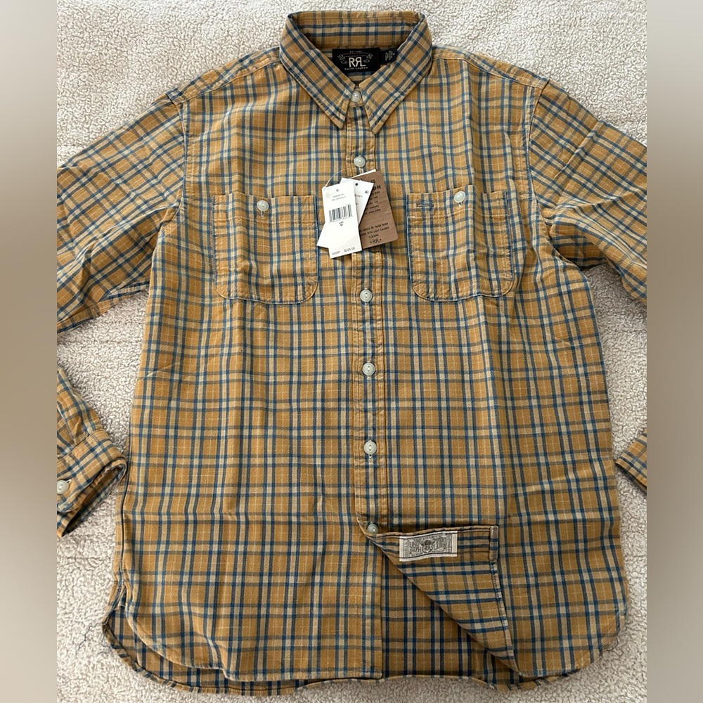 RRL Yellow Multi Shirt Sz M - Picture 5 of 7